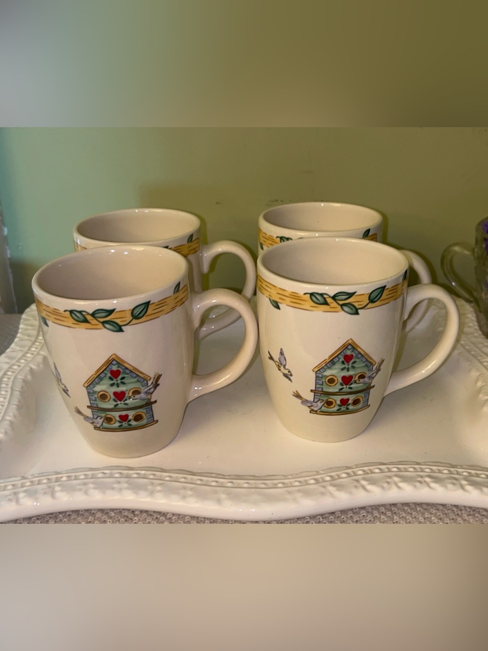 Thomson Pottery"Birdhouse" pattern Mugs Set of 4